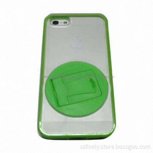 PC+TPU case for iPhone 5/5S, double injection with 360-degree rotational stand, elegant hit color